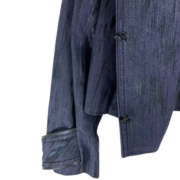 Retro style denim jacket 50"s style funnel collar col navy size 40(10) - Picture 4 of 11